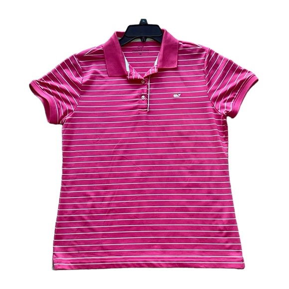 Vineyard Vines Tops - Vineyard Vines Pink Striped Polo Shirt Size Medium
